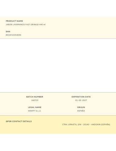 Jabón mecánico lavamanos fast orange 440 ml