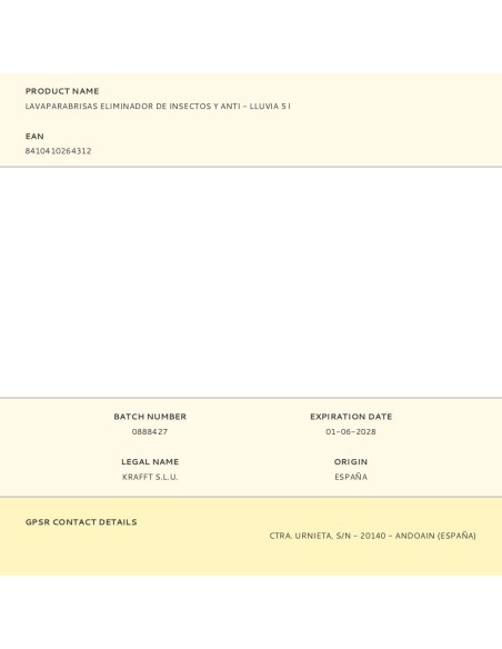 Lavaparabrisas eliminador de insectos y anti - lluvia 5 l