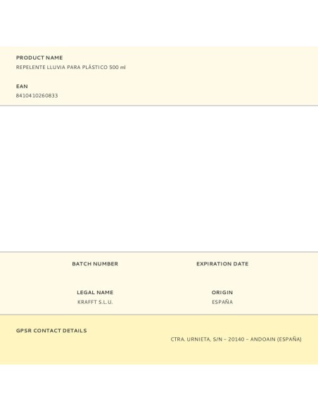 Repelente lluvia para plástico 500 ml