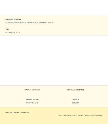 Renovador de faros y limpiador extremo 325 ml