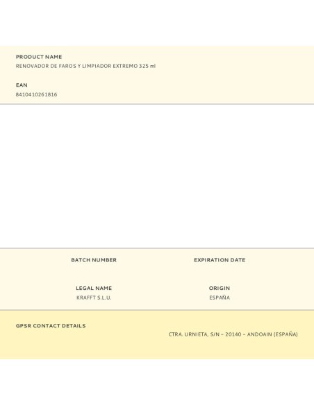 Renovador de faros y limpiador extremo 325 ml