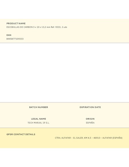 Escobillas de carbon 3 x 10 x 13,2 mm ref. 9333, 2 uds