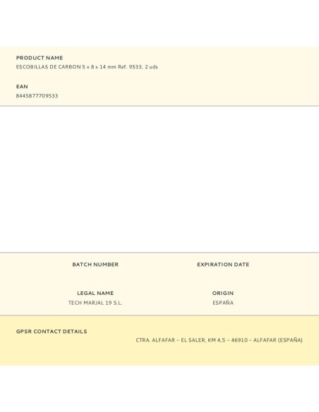 Escobillas de carbon 5 x 8 x 14 mm ref. 9533, 2 uds