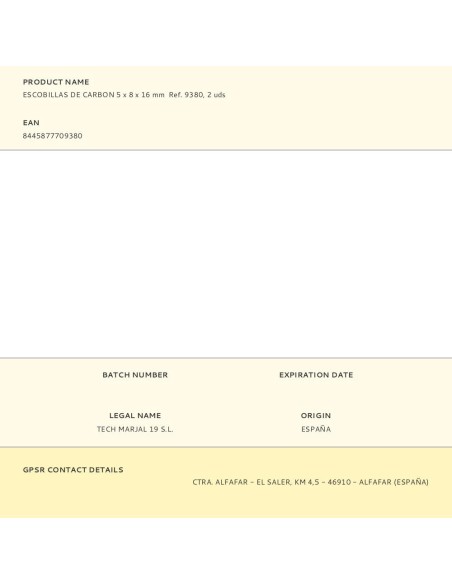 Escobillas de carbon 5 x 8 x 16 mm ref. 9380, 2 uds