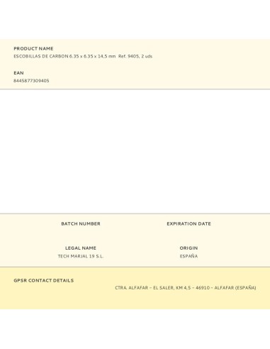 Escobillas de carbon 6.35 x 6.35 x 14,5 mm ref....