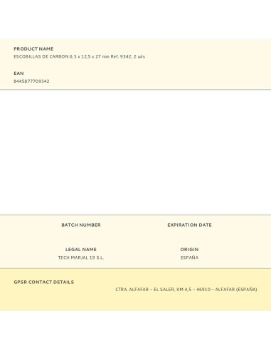 Escobillas de carbon 6,3 x 12,5 x 27 mm ref....