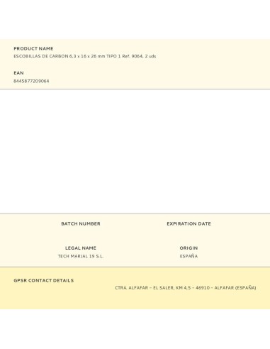 Escobillas de carbon 6,3 x 16 x 26 mm tipo 1...