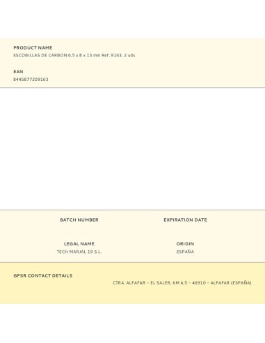 Escobillas de carbon 6,5 x 8 x 13 mm ref. 9163,...