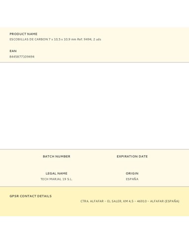 Escobillas de carbon 7 x 10,5 x 10,9 mm ref....