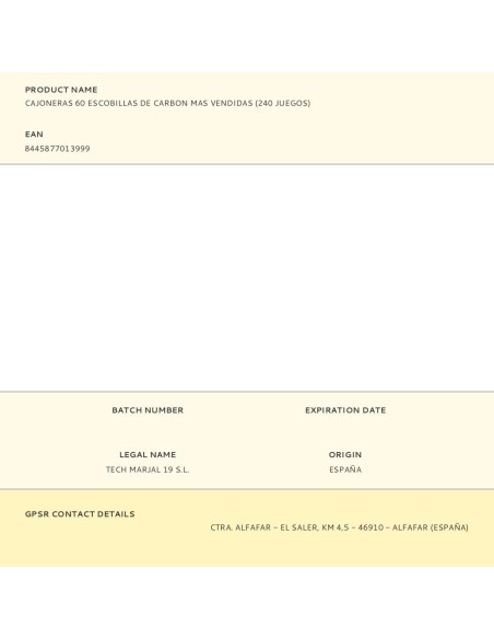 Cajoneras 60 escobillas de carbon mas vendidas (240 juegos)