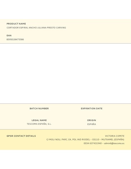 Cortador espiral ancho juliana presto carving