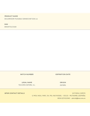 Escurridor plegable grandchef ø24 cm