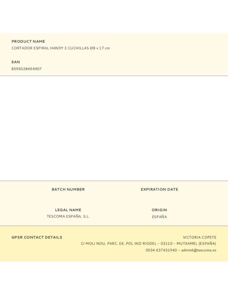 Cortador espiral handy 3 cuchillas ø8 x 17 cm