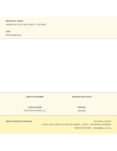 Bomba de vacío uno vino + 2 tapones