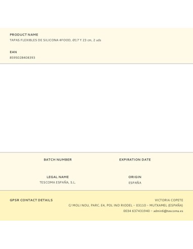 Tapas flexibles de silicona 4food ø17 y 23 cm 2...