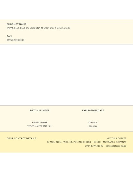 Tapas flexibles de silicona 4food ø17 y 23 cm 2 uds
