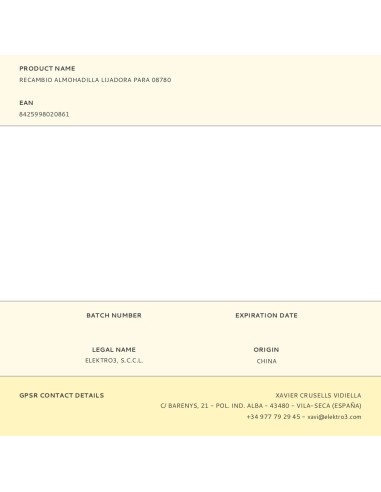 Recambio almohadilla lijadora para 08780