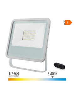 Foco proyector led blanco 50 w 4000 lm 6400 k luz fria 19,2 x 2,9 x 17,5 cm