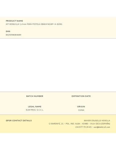 Kit boquilla 1,4 mm para pistola 08464 ngwf-h-828g