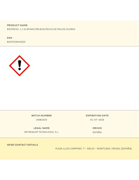 Biofresh, 1 l eliminación biológica de malos olores