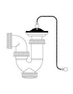 Sifon curvo extensible 1" 1/2" con cadena y tapon 2