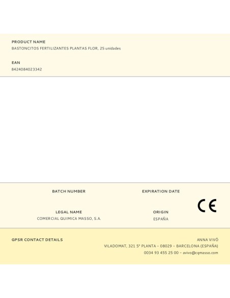 Bastoncitos fertilizantes plantas flor, 25 unidades