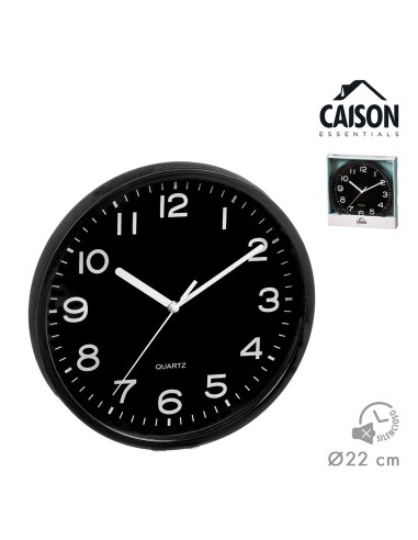 Reloj pared negro con números blancos ø21,5 cm