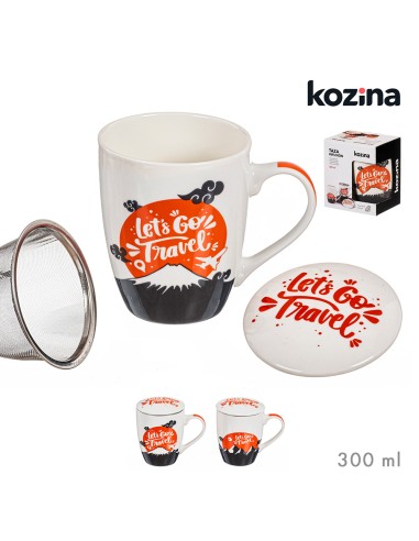 Taza infusion let's go travel con filtro y tapa modelos variados 300 ml