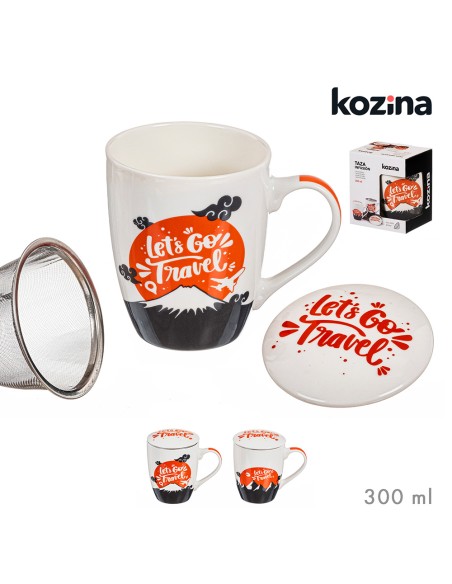 Taza infusion let's go travel con filtro y tapa modelos variados 300 ml