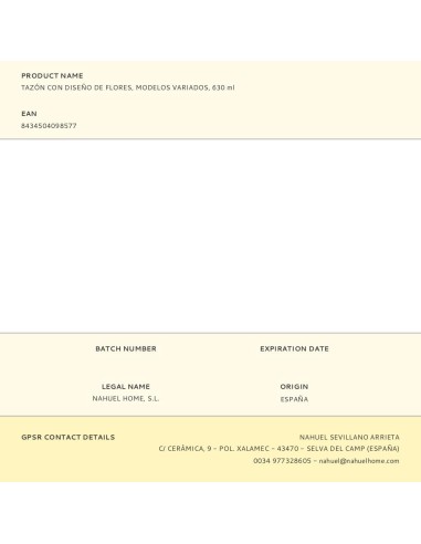 Tazón con diseño de flores modelos variados 630 ml