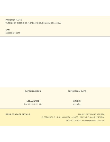 Tazón con diseño de flores modelos variados 630 ml