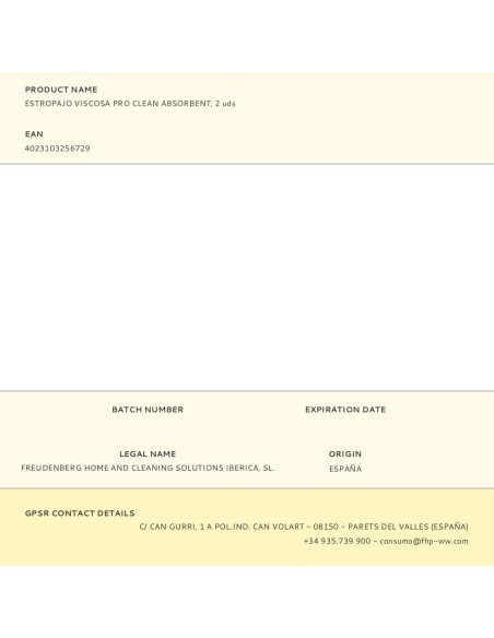 Estropajo viscosa pro clean absorbent, 2 uds