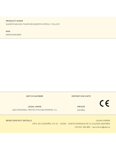 Guante nailon, palma recubierta nitrilo, talla 07