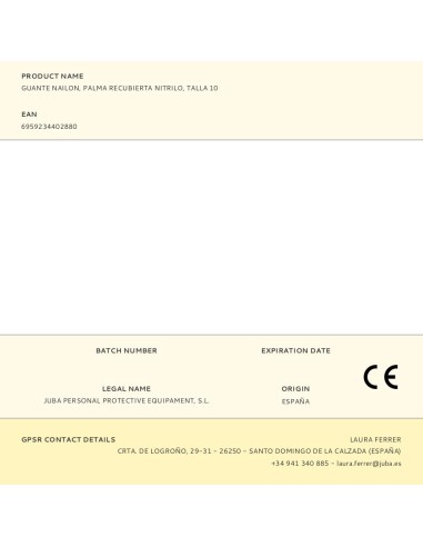 Guante nailon, palma recubierta nitrilo, talla 10