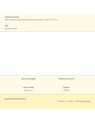 Toalla reutilizable refrescante envolvente,...