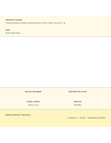 Chaleco reutilizable refrescante cv100, gris,...