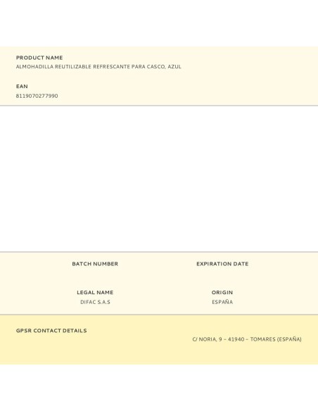 Almohadilla reutilizable refrescante para casco, azul