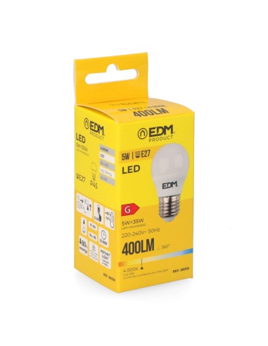 Bombilla esferica led e27 5 w 400 lm 4000 k luz...