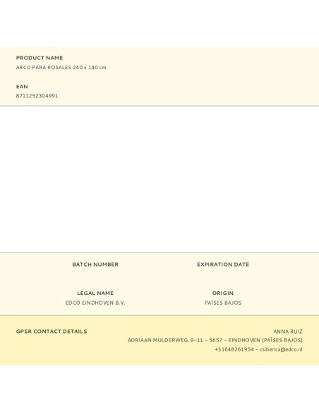 Arco para rosales 240 x 140 cm