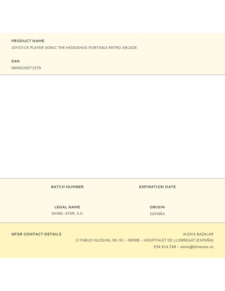 Joystick player sonic the hedgehog portable retro arcade