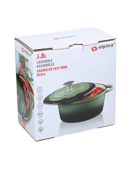 Cacerola de hierro fundido esmaltado color verde 3,8 l, ø24 x 11,8 cm