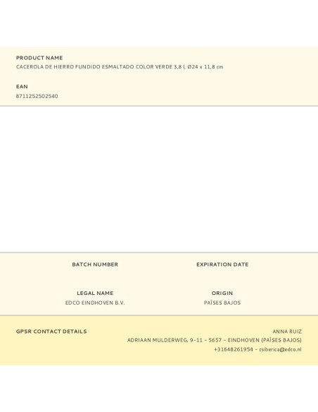 Cacerola de hierro fundido esmaltado color verde 3,8 l, ø24 x 11,8 cm