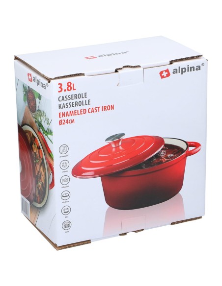Cacerola de hierro fundido esmaltado color rojo 3,8 l, ø24 x 11,8 cm