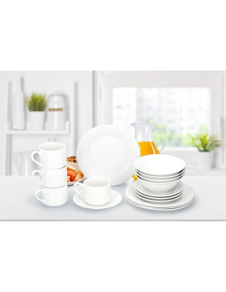 Vajilla 16 piezas blanca cerámica
