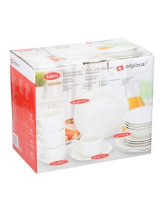 Vajilla 16 piezas blanca cerámica 2