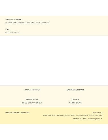 Vajilla 16 piezas blanca cerámica