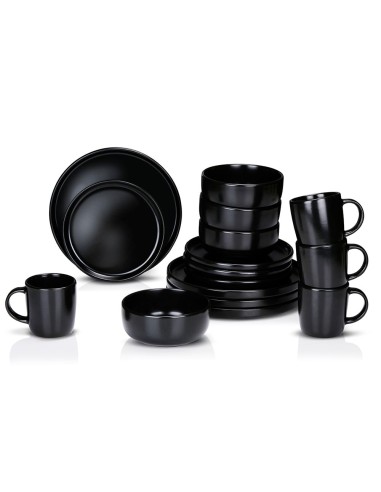 Vajilla 16 piezas negra cerámica