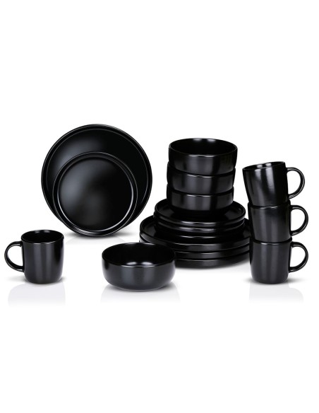 Vajilla 16 piezas negra cerámica