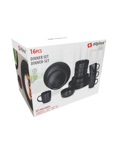 Vajilla 16 piezas negra cerámica