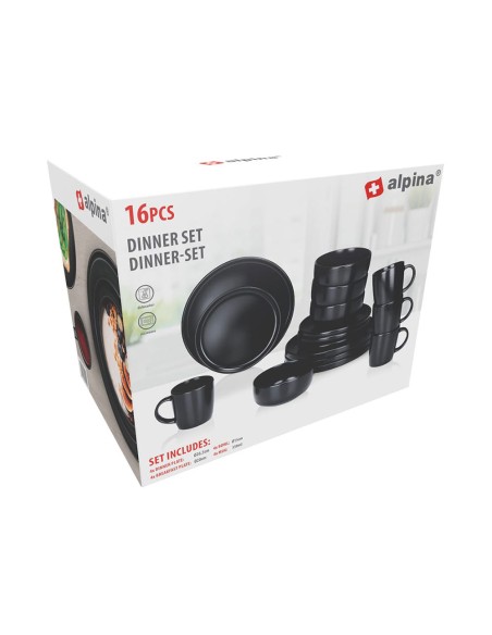 Vajilla 16 piezas negra cerámica
